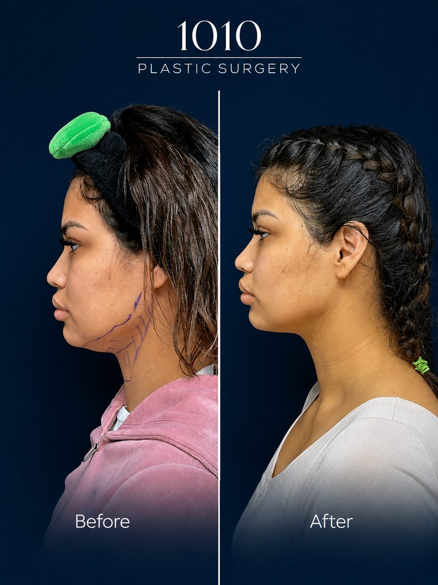 Chin liposuction before and after — 1010 Plastic Surgery