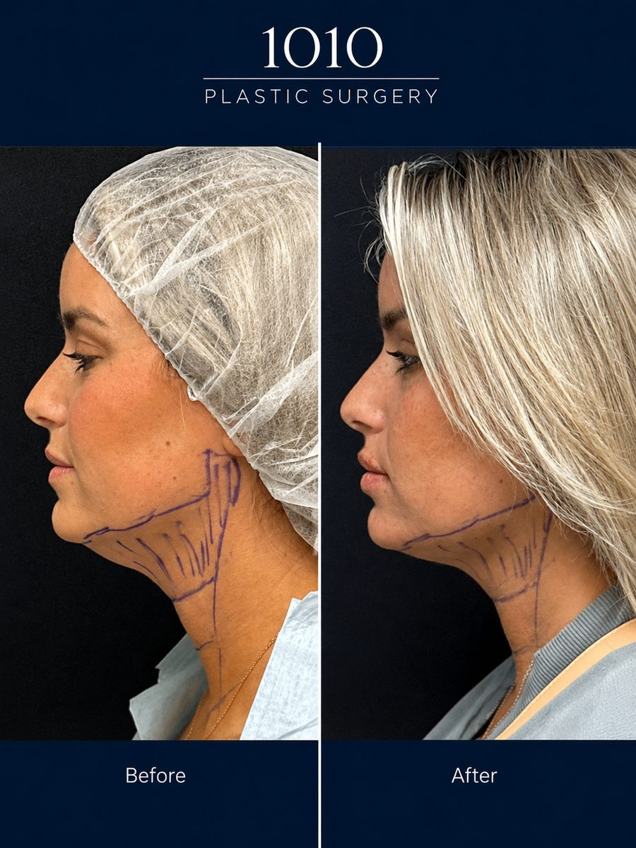 Chin liposuction before and after — 1010 Plastic Surgery